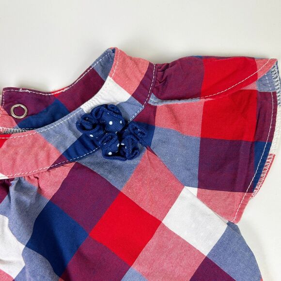 Carter's Child of Mine Red White Blue Checkered Plaid Baby Dress Bloomer 18 Mnth - Picture 4 of 8